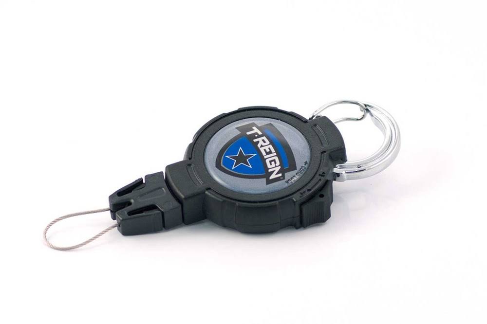 Large Retractable Gear Tether with Rotating Clip, 48 inch Kevlar Cord, Black Polycarbonate Case B905471