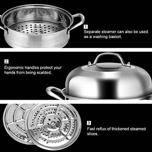 11 Inch Stainless Steel Steamer Pot with Tempered Glass Lid Q298153