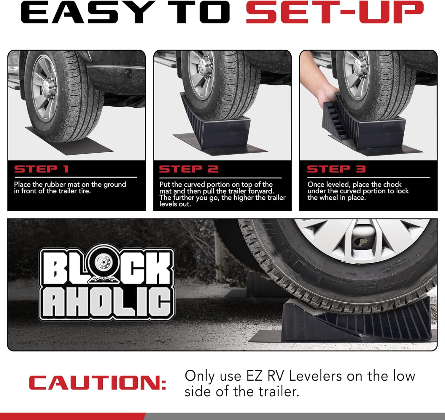 Curved Leveling Ramp with Chocks and Rubber Mat for Single Axle Campers Q197