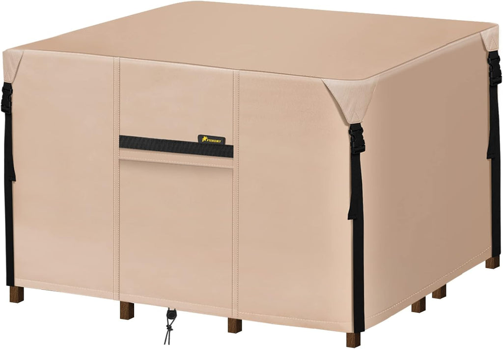 Waterproof 600D Canvas Patio Table Cover (Khaki, 86''x 62'') R317407