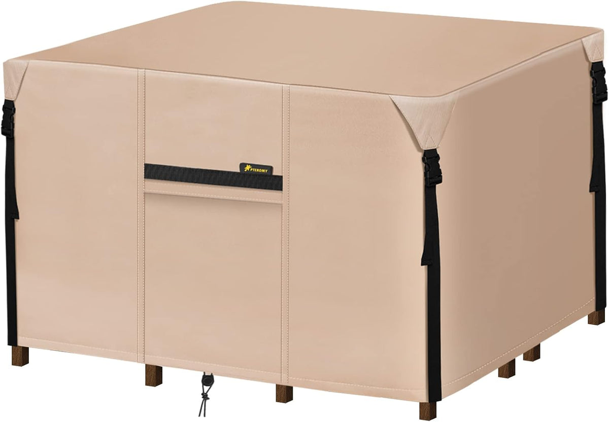 Waterproof 600D Canvas Patio Table Cover (Khaki, 86''x 62'') R317407