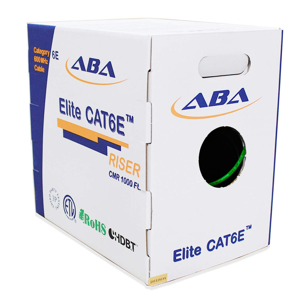 Cat6 CMR Riser Ethernet Cable 1000ft, 24AWG, Solid Bare Copper, 600MHz, Bulk LAN Cable - Green M6861