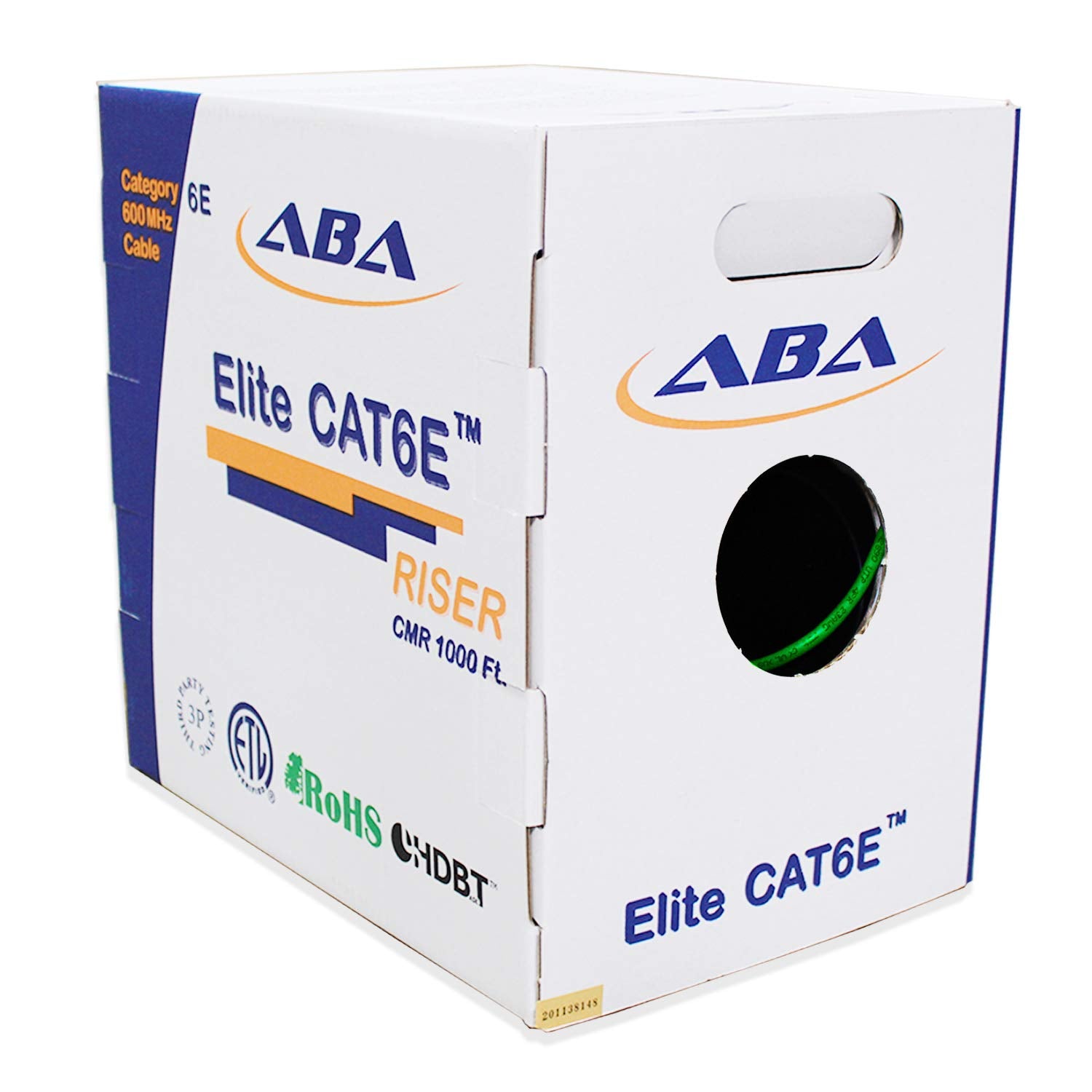 Cat6 CMR Riser Ethernet Cable 1000ft, 24AWG, Solid Bare Copper, 600MHz, Bulk LAN Cable - Green M6861