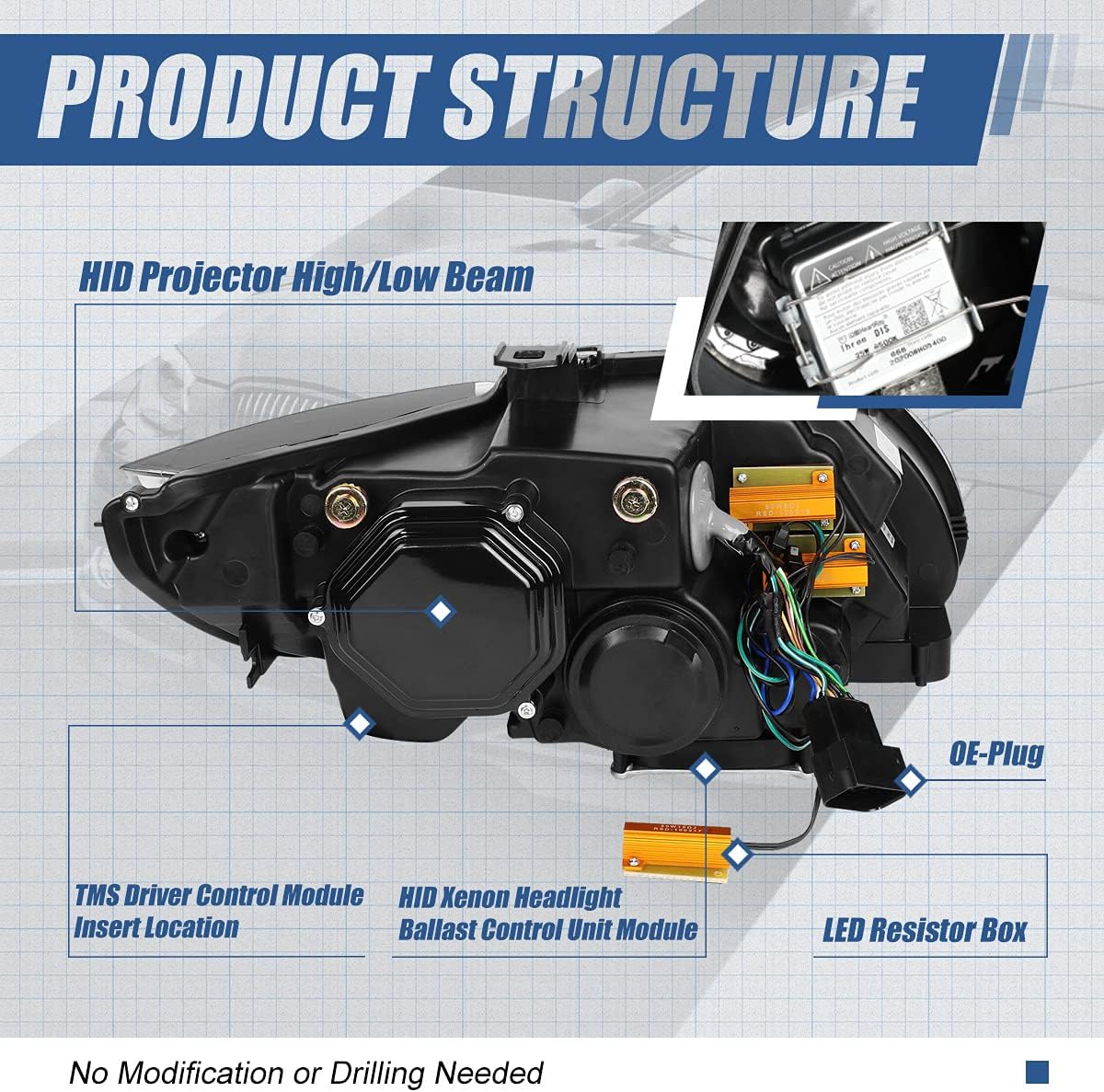 Dual Animated Start-Up Halo Sequential LED Turn Signal Projector HID Headlights, Chrome Housing Q123