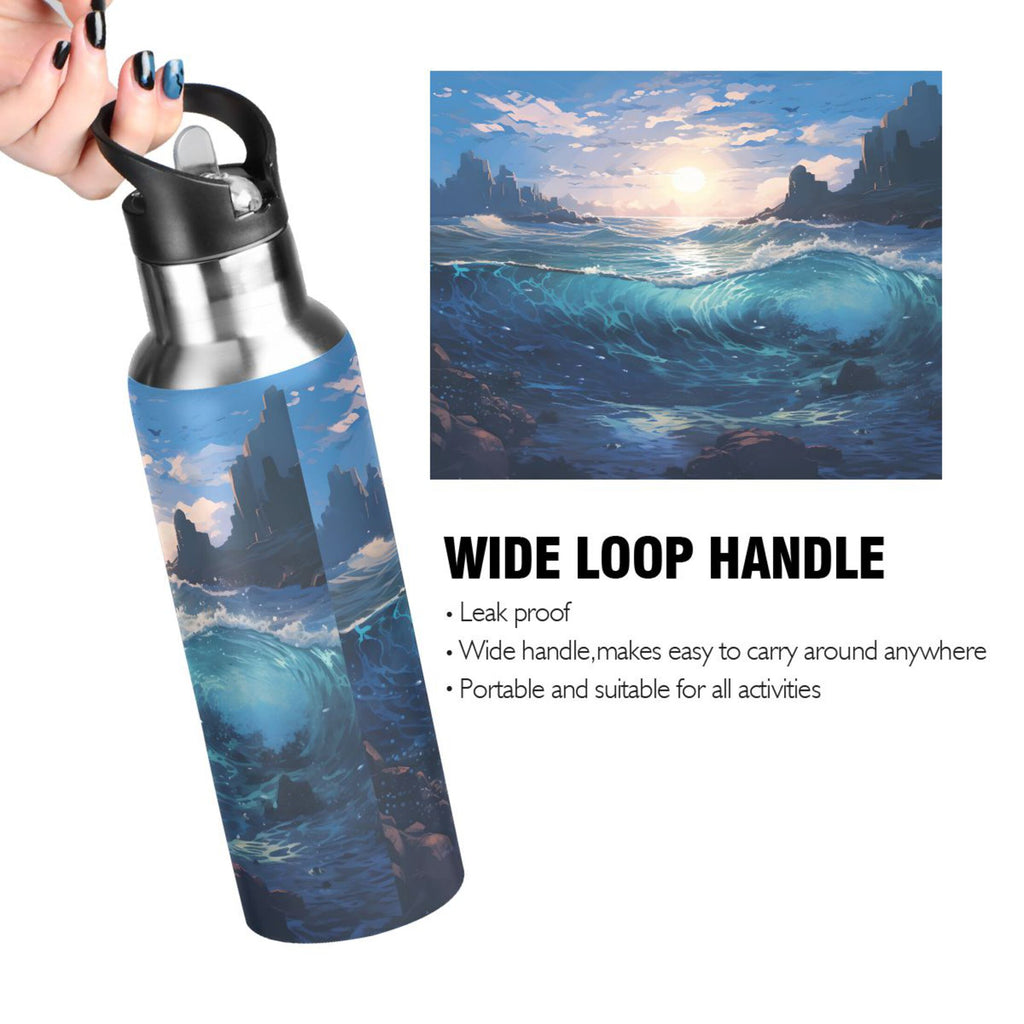 Stainless Steel Insulated Thermos Vacuum Flask Water Bottle with Straw Lid Y7312
