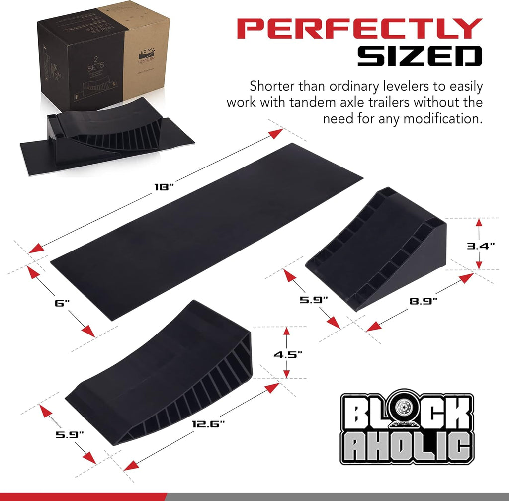 Curved Leveling Ramp with Chocks and Rubber Mat for Single Axle Campers Q197