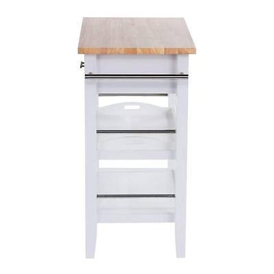 White Wood Kitchen Cart with Drawers F995866