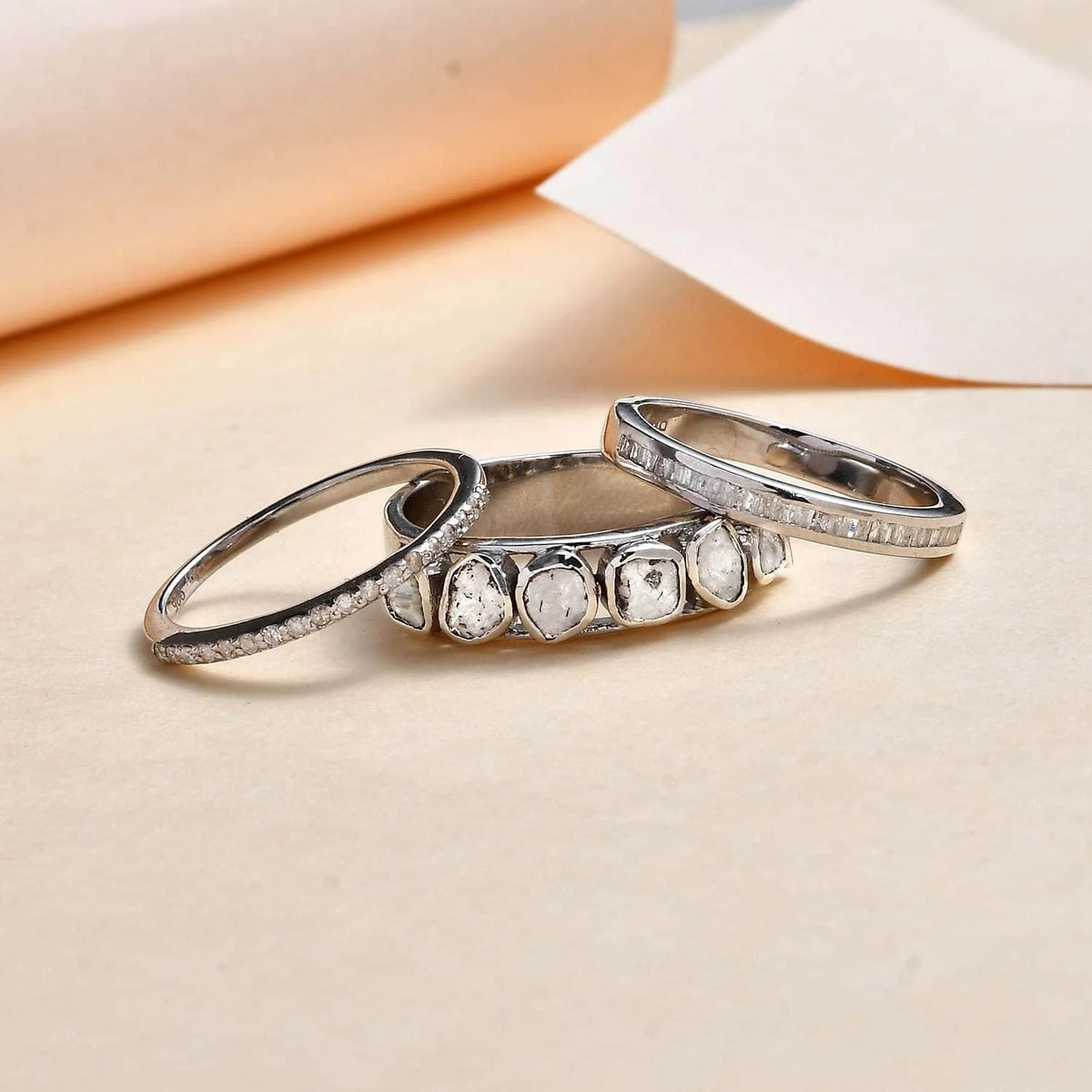 0.8 Ct Diamond Ring 925 Silver Platinum Plated Polki Jewelry Size 10 Q5238