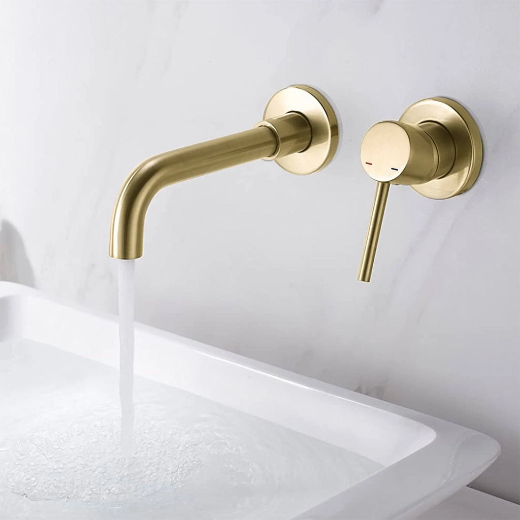 Yellow Wall Mount Single Handle Bathroom Sink Faucet with Drain V3915