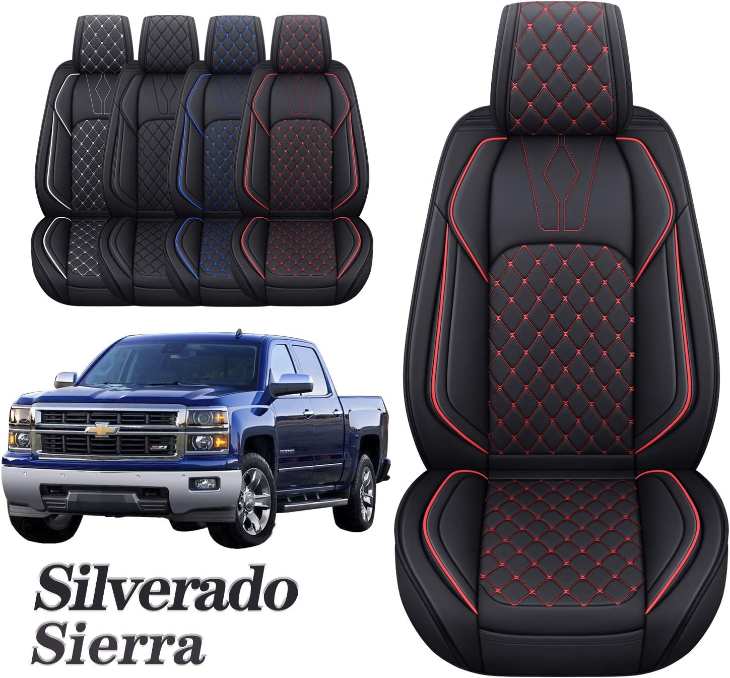 Black and Blue Waterproof Leather Car Seat Covers Full Set N948
