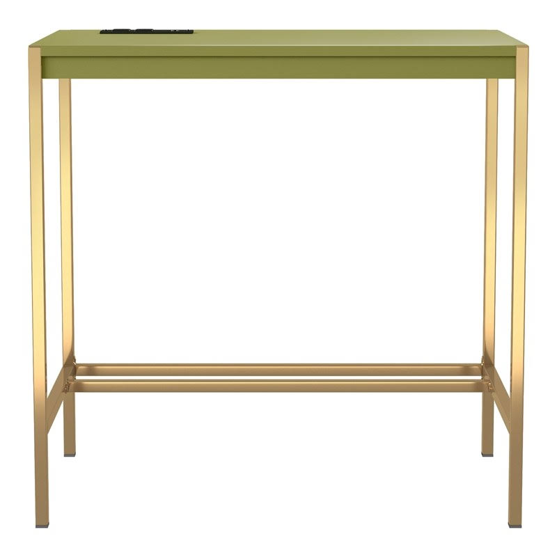 Olive and Gold Wood Writing Desk with USB Port P164