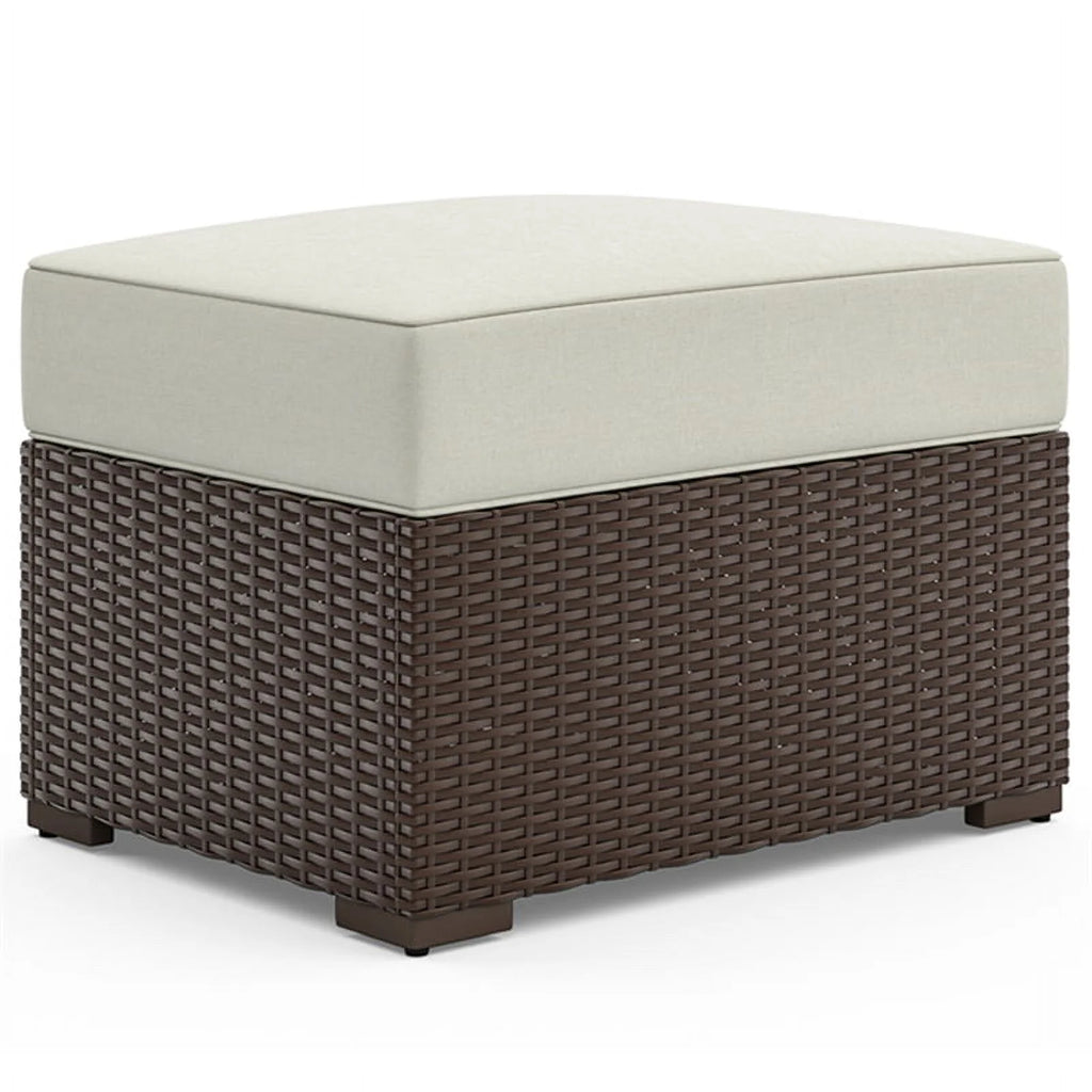 Palm Springs Outdoor Sofa with Arm Chair, Ottoman & Side Table - Brown Q5255