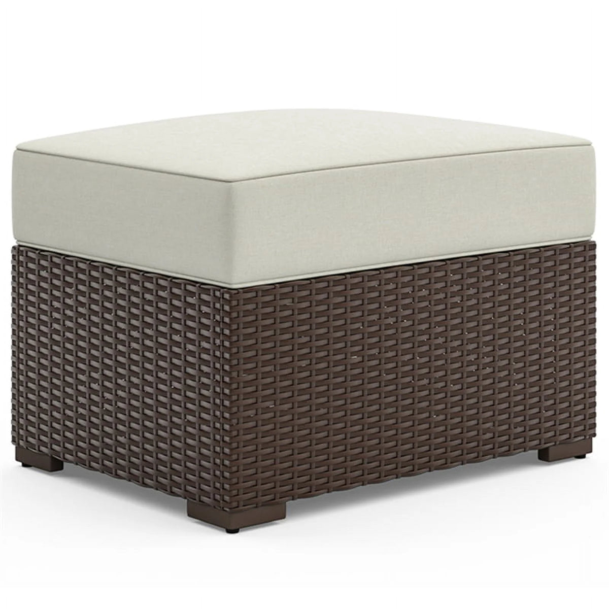 Palm Springs Outdoor Sofa with Arm Chair, Ottoman & Side Table - Brown Q5255