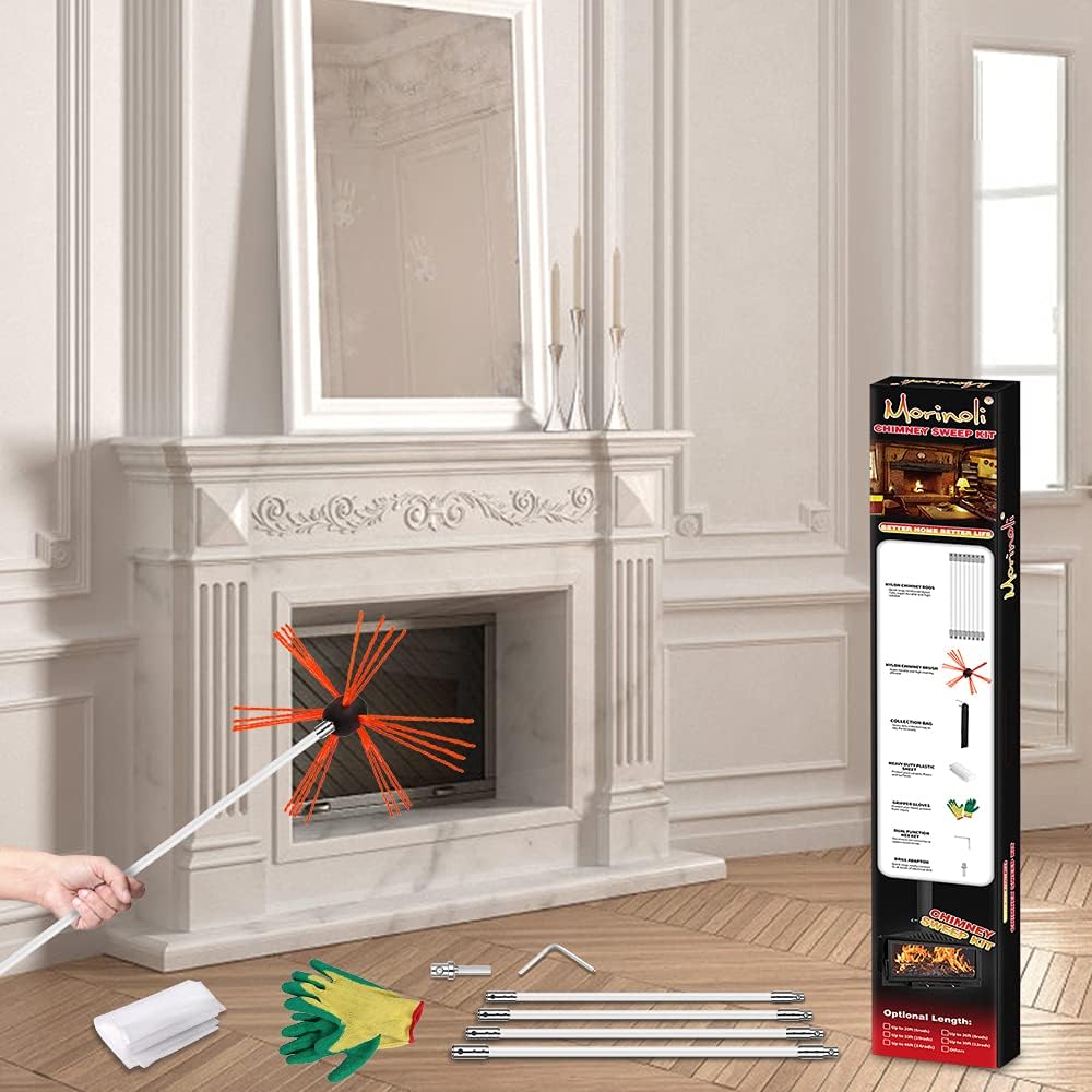 46 Feet Chimney Sweep Kit with 8 Flexible Chimney Rods T679