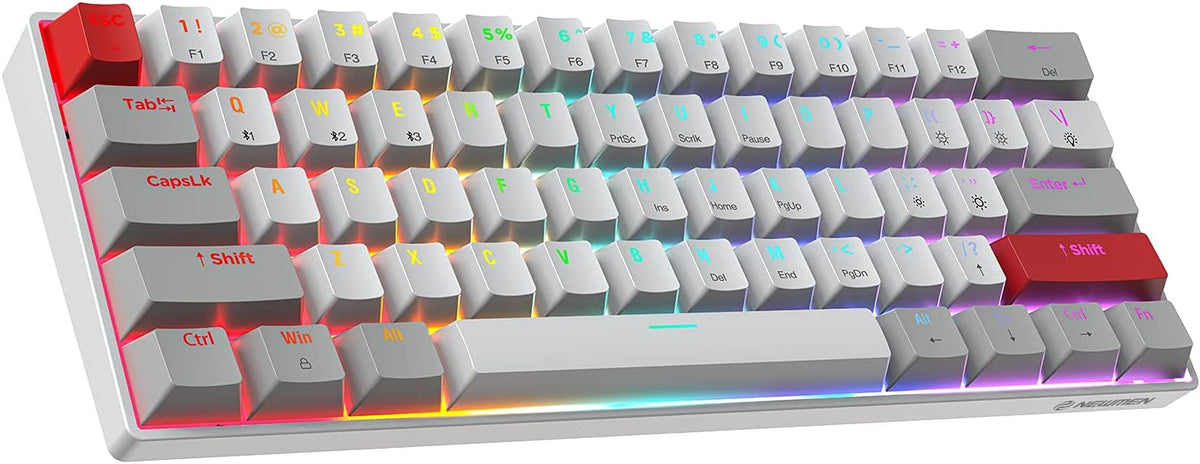 60% Wireless Mechanical Gaming Keyboard, 61 Keys, RGB Backlit, Hot Swappable, Red Switch A7873