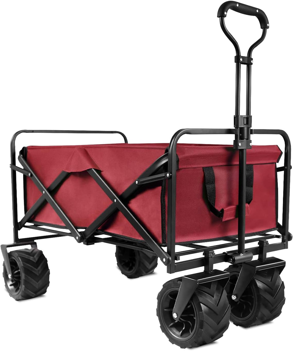 Collapsible Folding Utility Wagon Cart with All Terrain Wheels, Gray R691