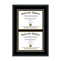Double Diploma Frame with Double Matting for 17 x 14 Tall Diploma with Black 3/4 Frame L5343