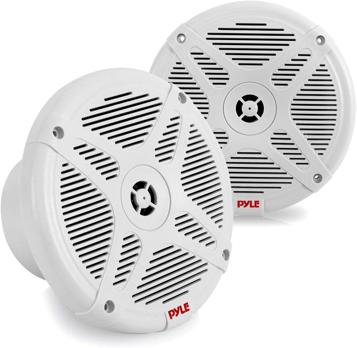 6.5 Inch Dual Marine Powered Speakers Waterproof Bluetooth Compatible Amplified 600 Watt 1 Pair White E8588