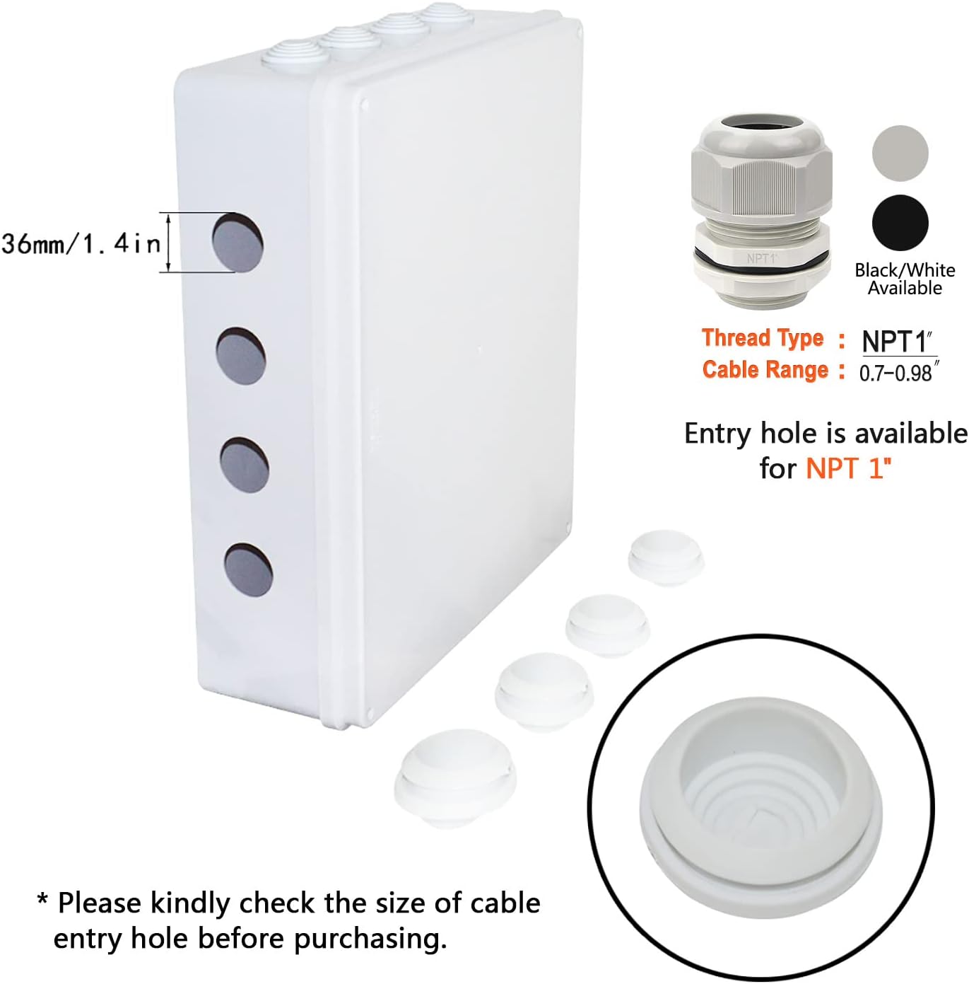 White ABS Plastic IP65 Junction Box Electrical Project Enclosure 15.7 x 13.8 x 4.7 inch Pack of 2 V150664