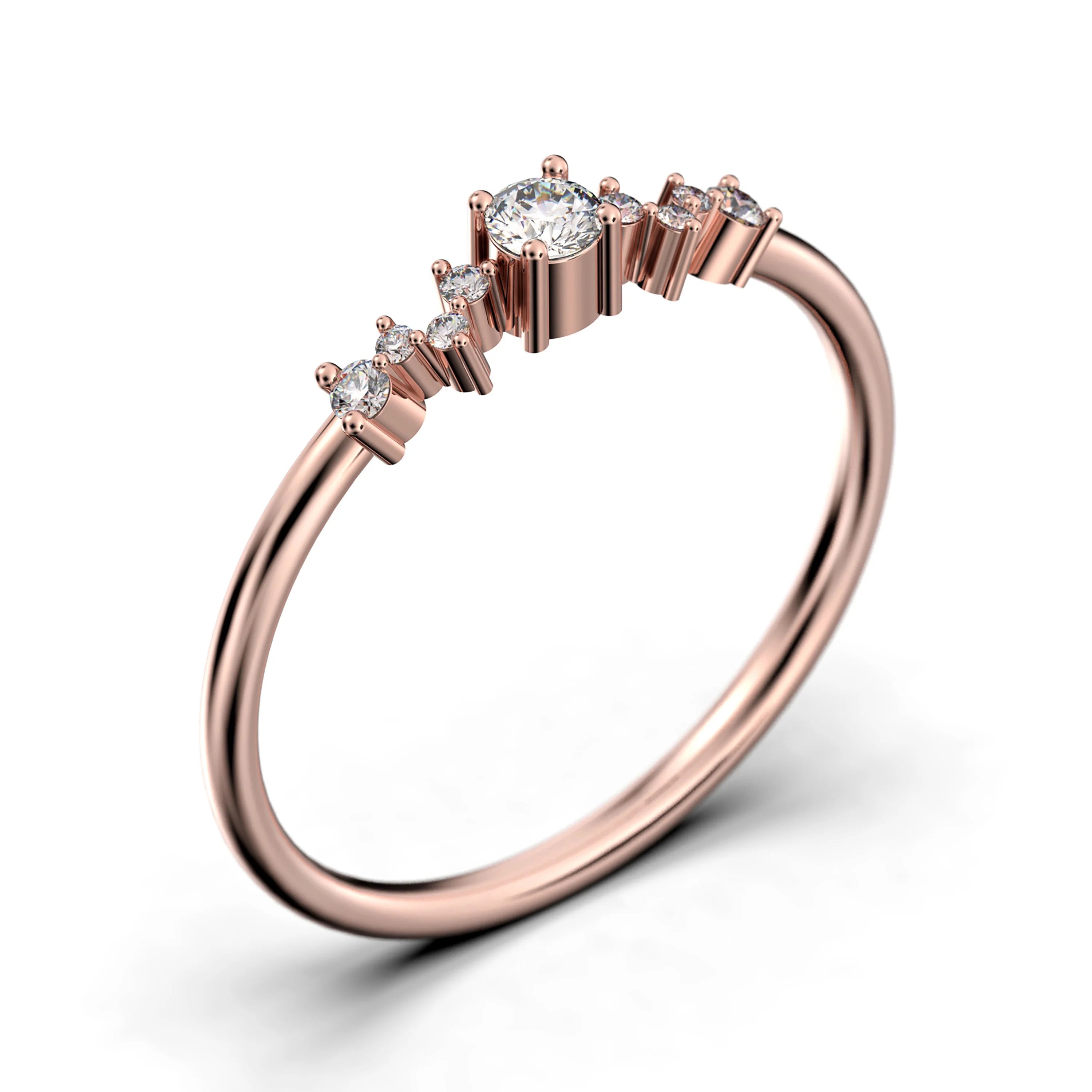 0.60 Carat Round Cut Diamond Moissanite Engagement Ring in 10k Solid Rose Gold U131