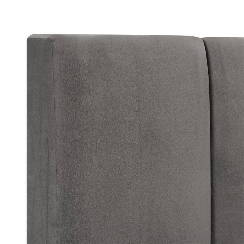 King Modern Channel Bed in Flannel Gray Velvet W56446