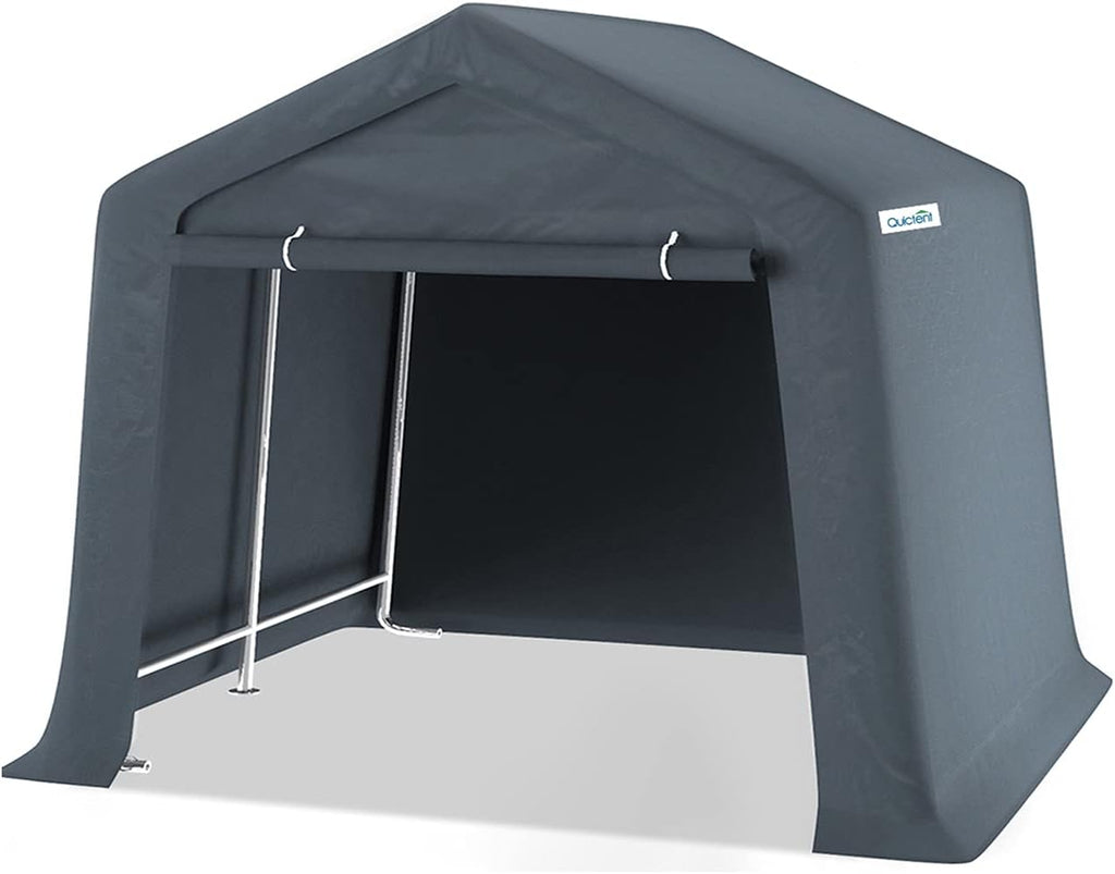 Grey 7' x 12' Heavy Duty Outdoor Storage Shelter T2501