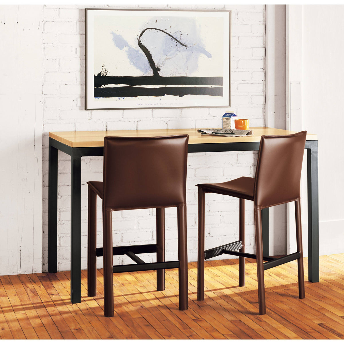 White Parsons Counter Table with White Quartz Top X210