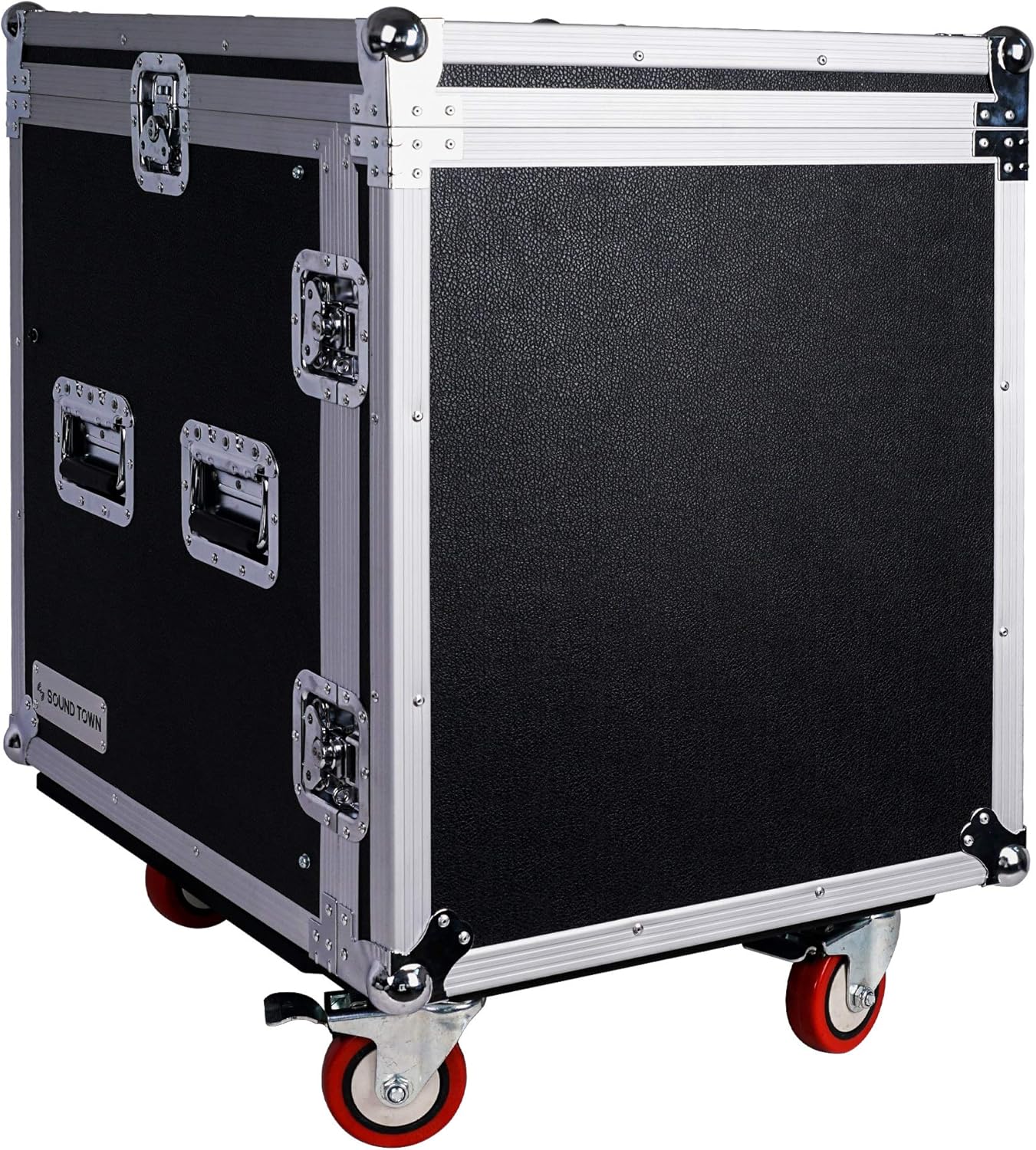 12U PA DJ Rack Case with Slant Mixer Top and Casters W445