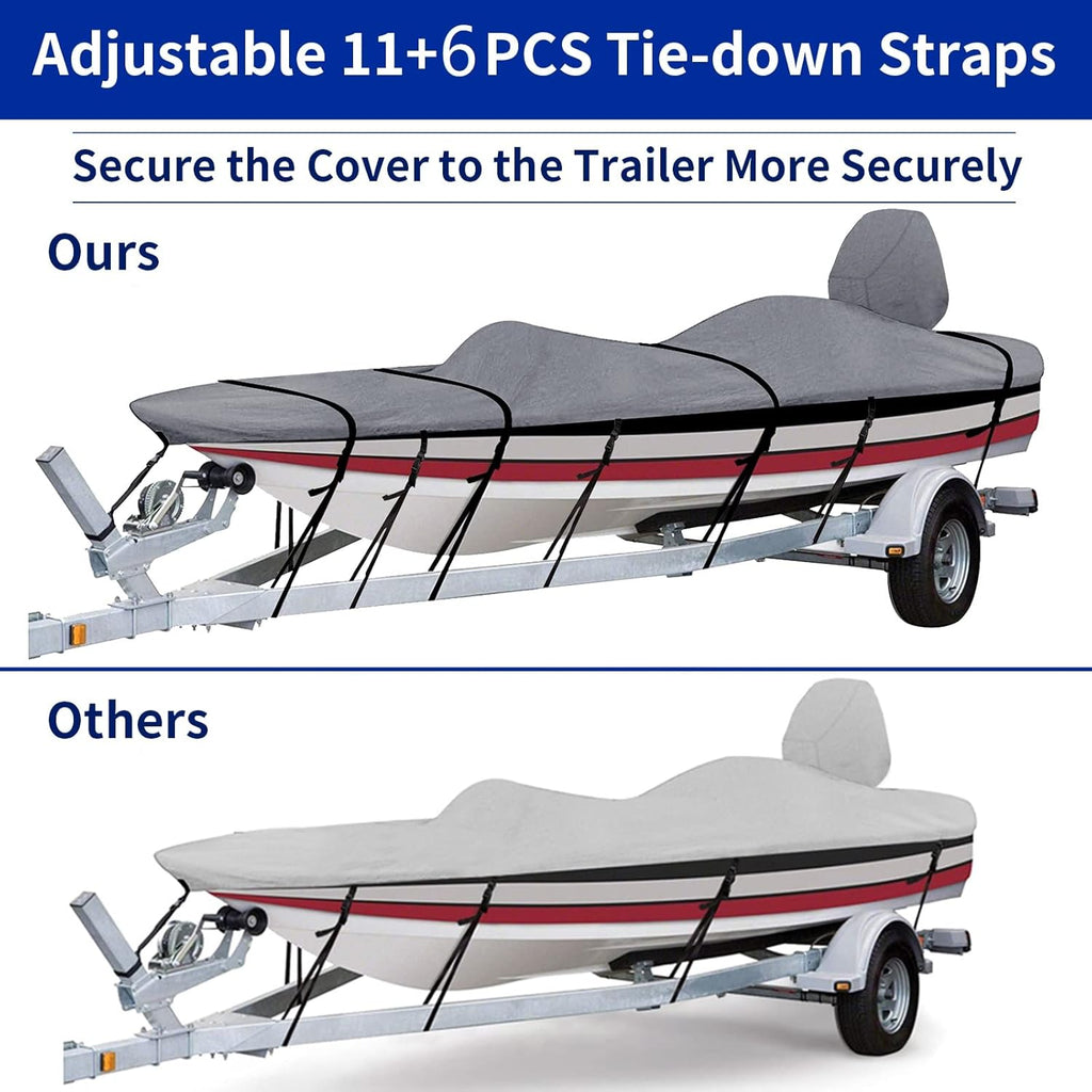 100% Waterproof 800D Marine Grade Polyester Canvas Bass Boat Cover J8532