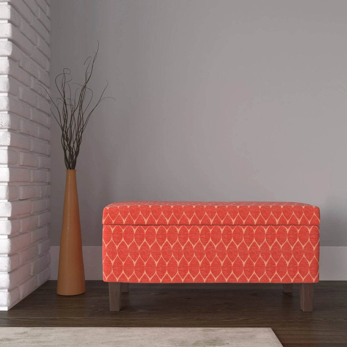 Orange Textured Storage Bench H908942