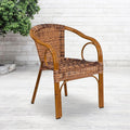 Dark Red Bamboo-Aluminum Indoor-Outdoor Restaurant-Patio Chair with Brown Rattan A51511
