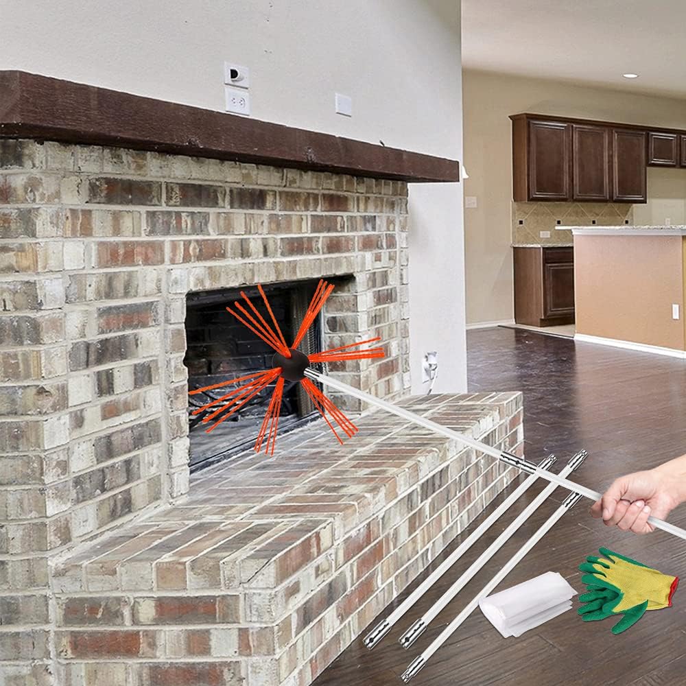 46 Feet Chimney Sweep Kit with 8 Flexible Chimney Rods T679