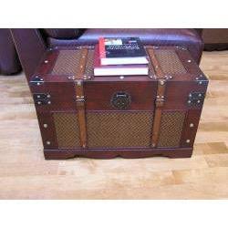 Brown Wood Trunk and Wooden Treasure Chest C36334