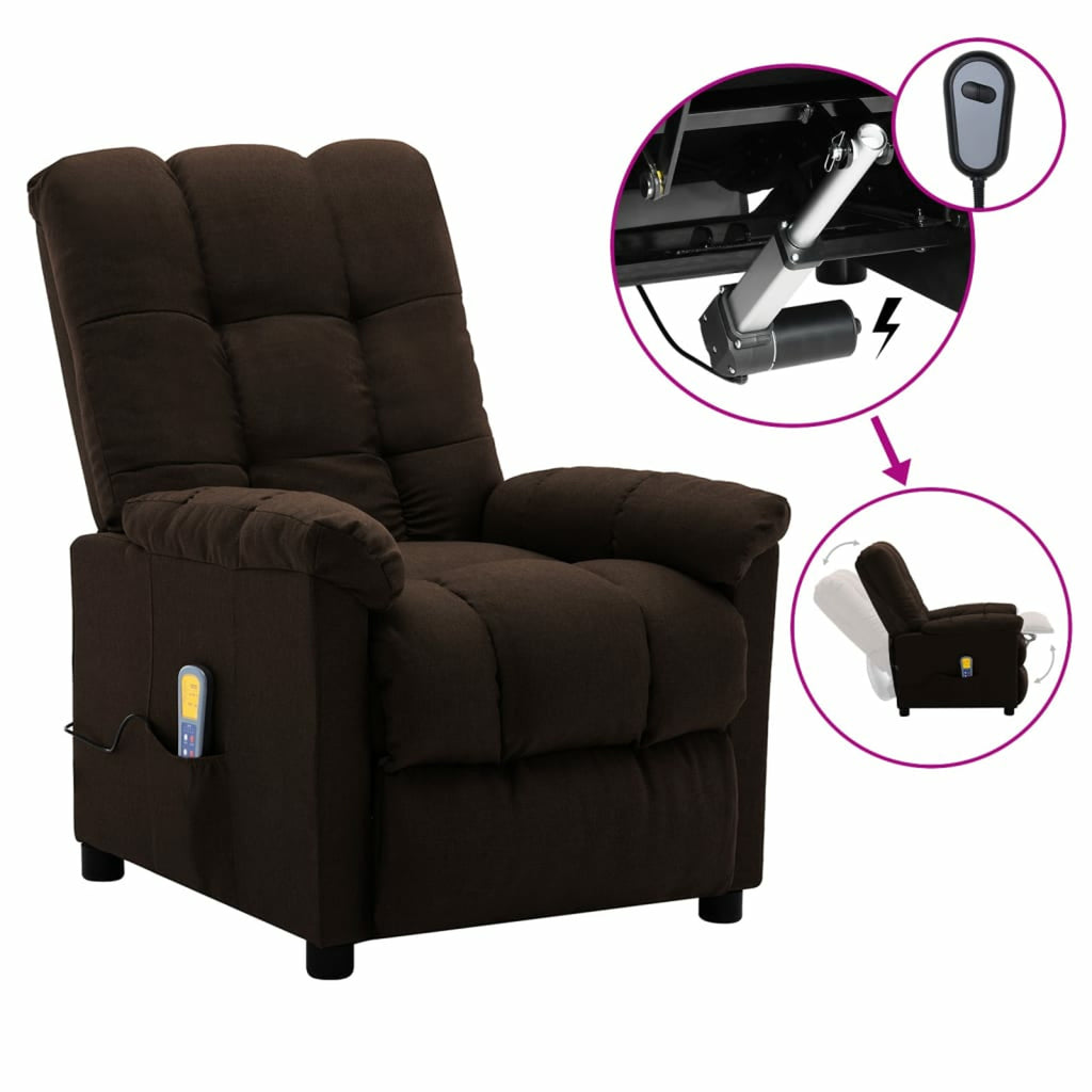 Electric Massage Reclining Chair with Adjustable Footrest and Backrest Fabric Sofa Chair Recliner Dark Brown A6018