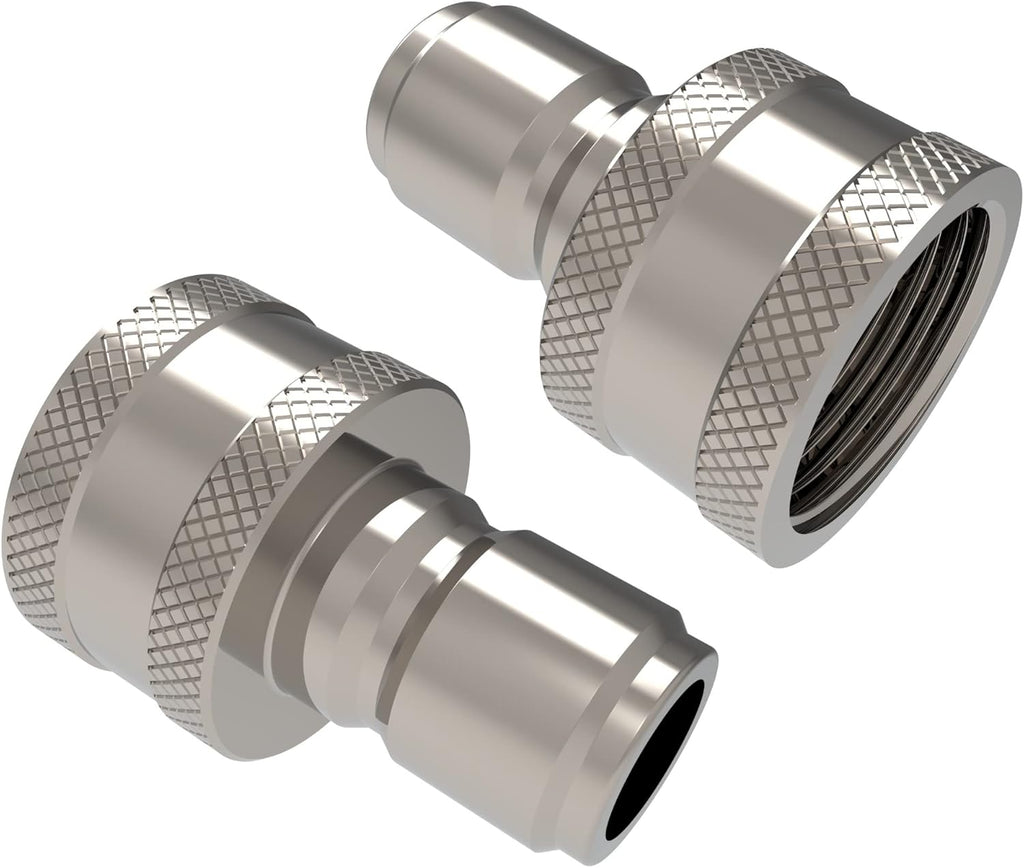 3/4 Inch Stainless Steel Quick Connect Hose Fittings Set (4X4 Plug/Coupler Set) Pack of 2 A496
