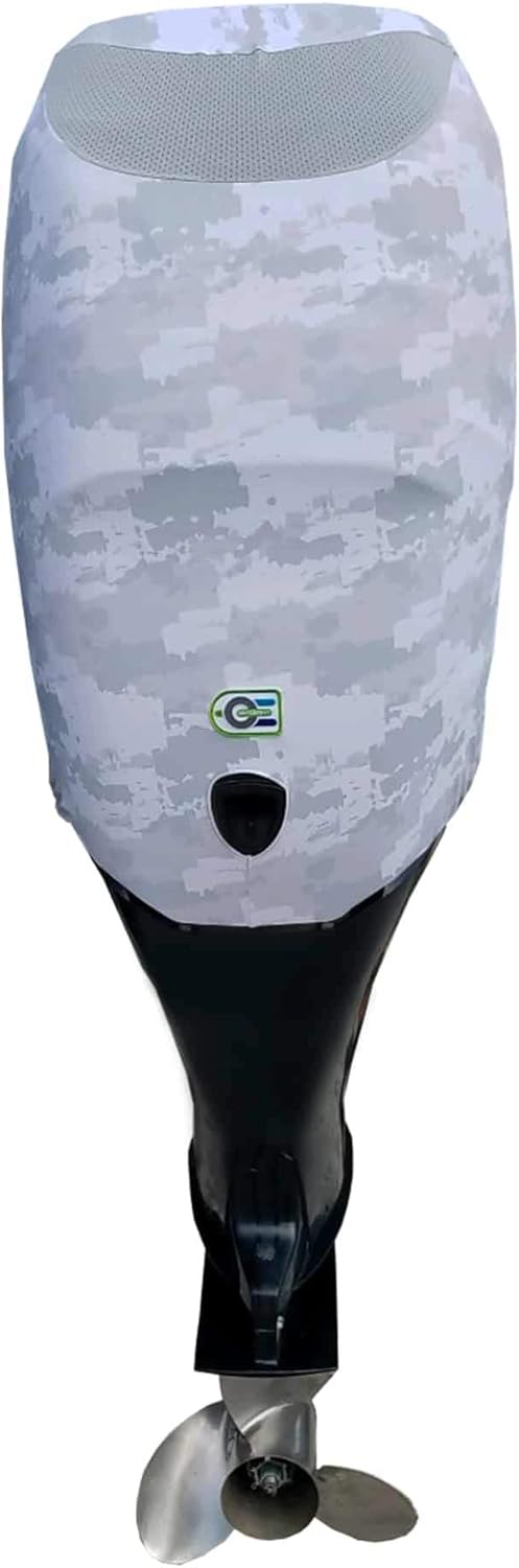 Grey Digital Camo Outboard Motor Cover with Side Vents U8628