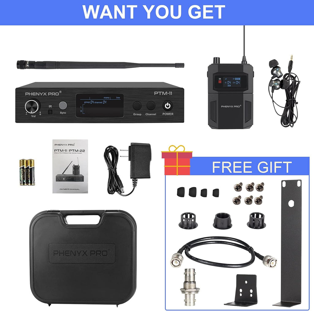 UHF Mono Wireless in-Ear Monitor System with Metal Transmitter and Bodypack Receiver U1569