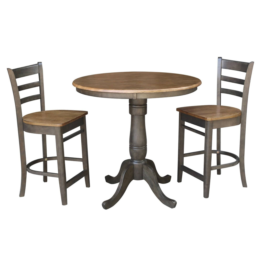Round Pedestal Gathering Height Table with 2 Counter Height Stools - 3 Piece Set B841