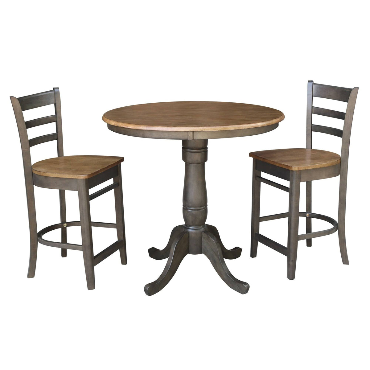 Round Pedestal Gathering Height Table with 2 Counter Height Stools - 3 Piece Set B841