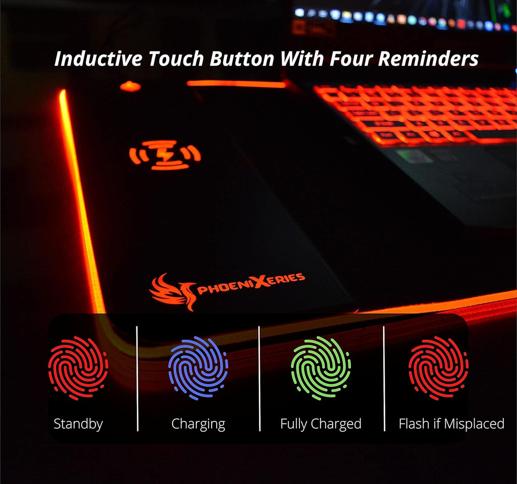RGB Wireless Charging Mouse Pad 15W, Extra Large 900x300x4mm, Non Slip Rubber Base, Pack of 2 O856064