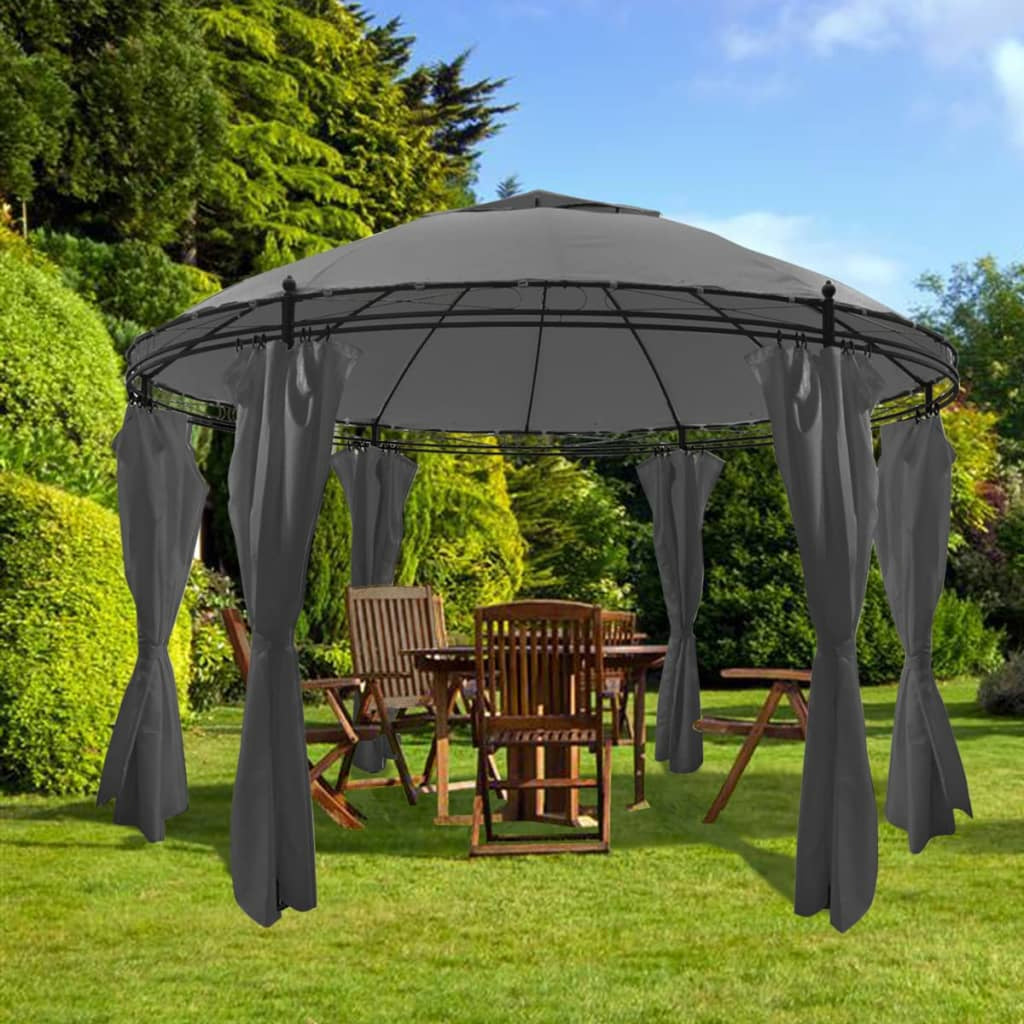 Round Outdoor Gazebo Canopy Steel Frame Sun Shade Shelter D2225