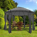 Round Outdoor Gazebo Canopy Steel Frame Sun Shade Shelter D2225