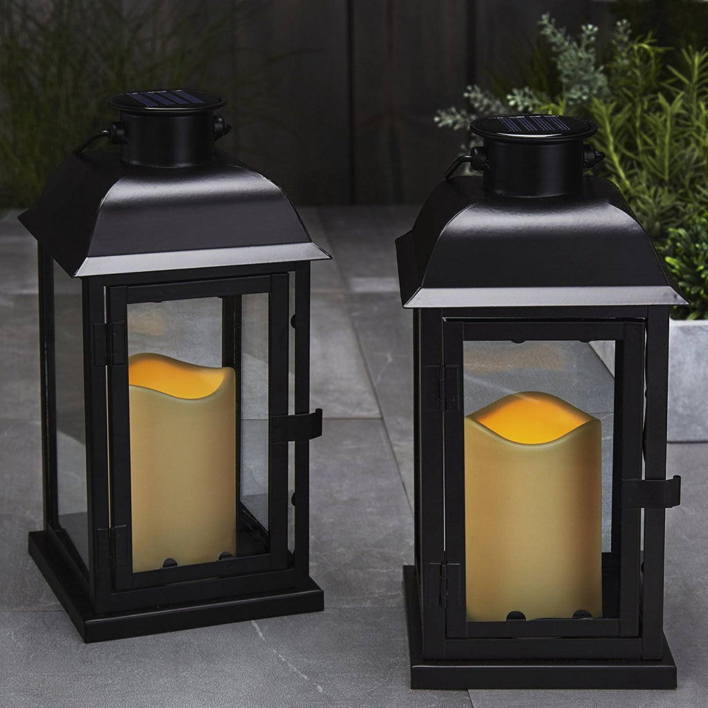 Black Solar Candle Lanterns, Set of 2 C304