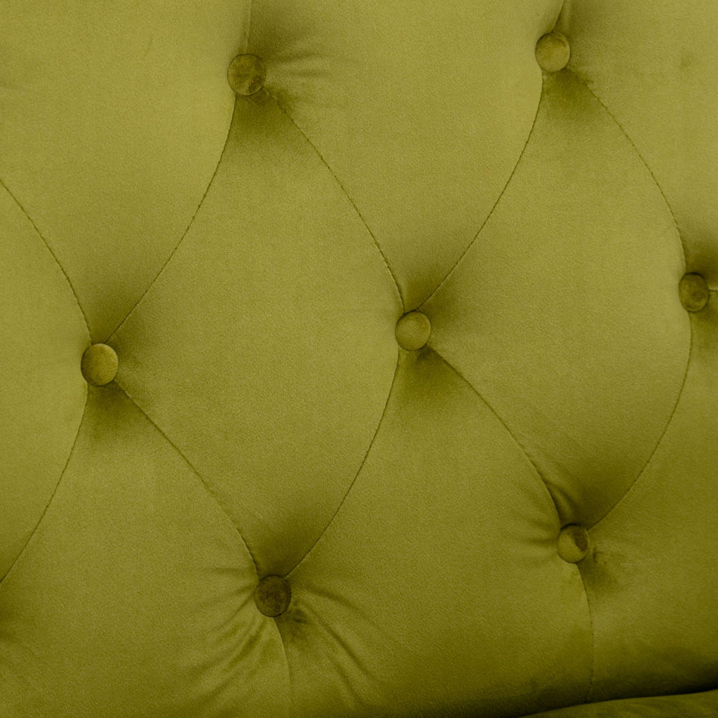 Olive Green Velvet Tufted Accent Chair with Ottoman J926168