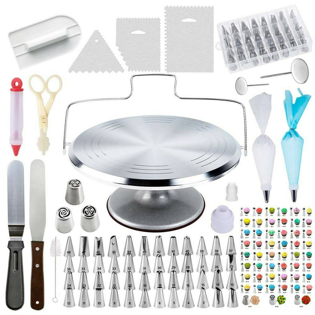 78 Piece Cake Decorating Supplies Kit with Aluminium Rotating Turntable Stand F359