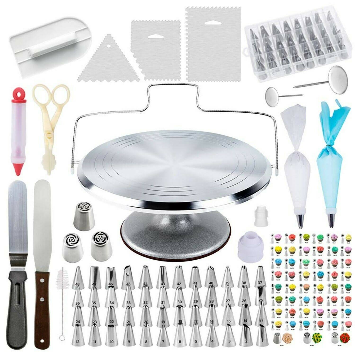 78 Piece Cake Decorating Supplies Kit with Aluminium Rotating Turntable Stand F359