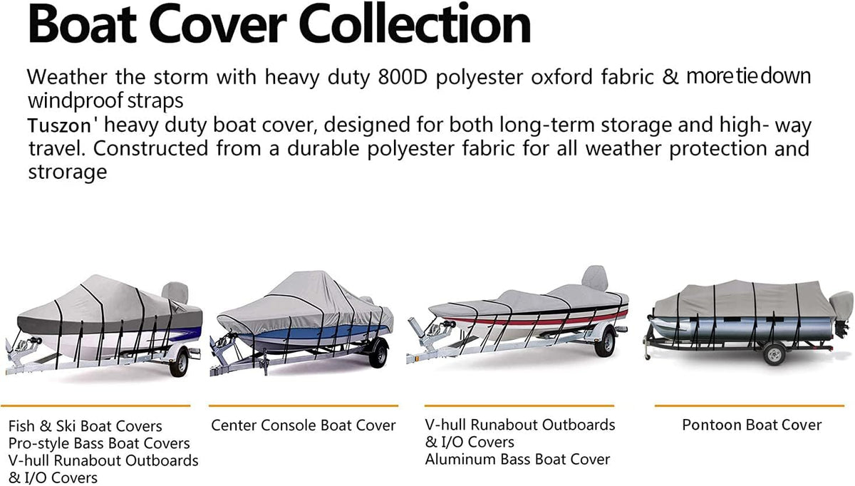 100% Waterproof 800D Marine Grade Polyester Canvas Bass Boat Cover J8532