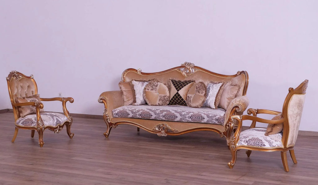 Black & Sand Wood Trim Sofa Set 3 R230