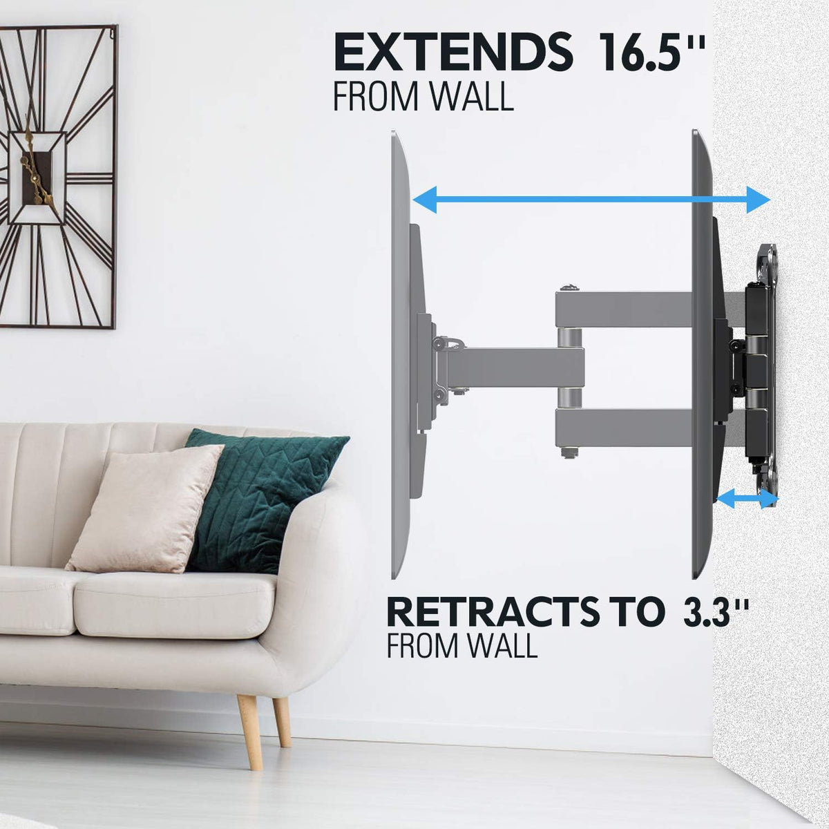 Full Motion Corner TV Wall Mount Bracket for 26-50 Inch LED, LCD, OLED Flat Panel Screen TV, Swivel Articulating Arms, VESA 400x400mm, 99 LBS, Tilting, Pack of 2 C960577
