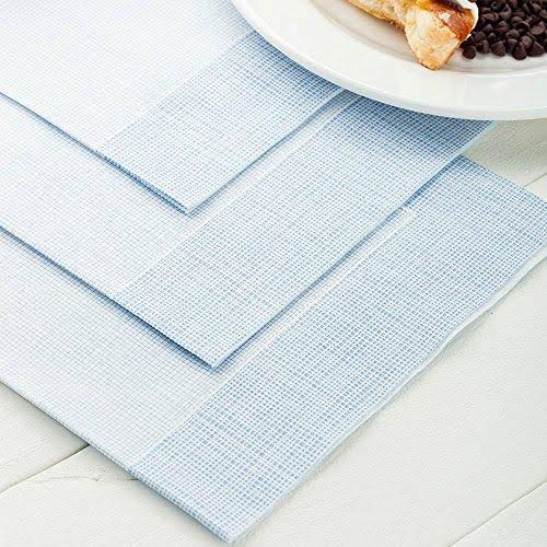 White with Blue Threads Disposable Napkins 16x16 Inches 600 Count K944712